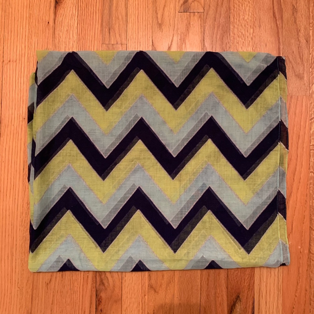 Navy, lime green and mint chevron scarf